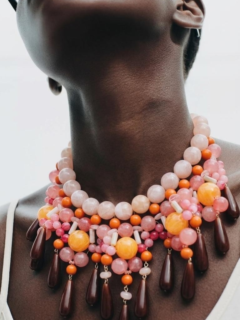 NWT Maximalist Acrylic Beaded Statement Necklace Mermaidcore Boho Summer Bib
